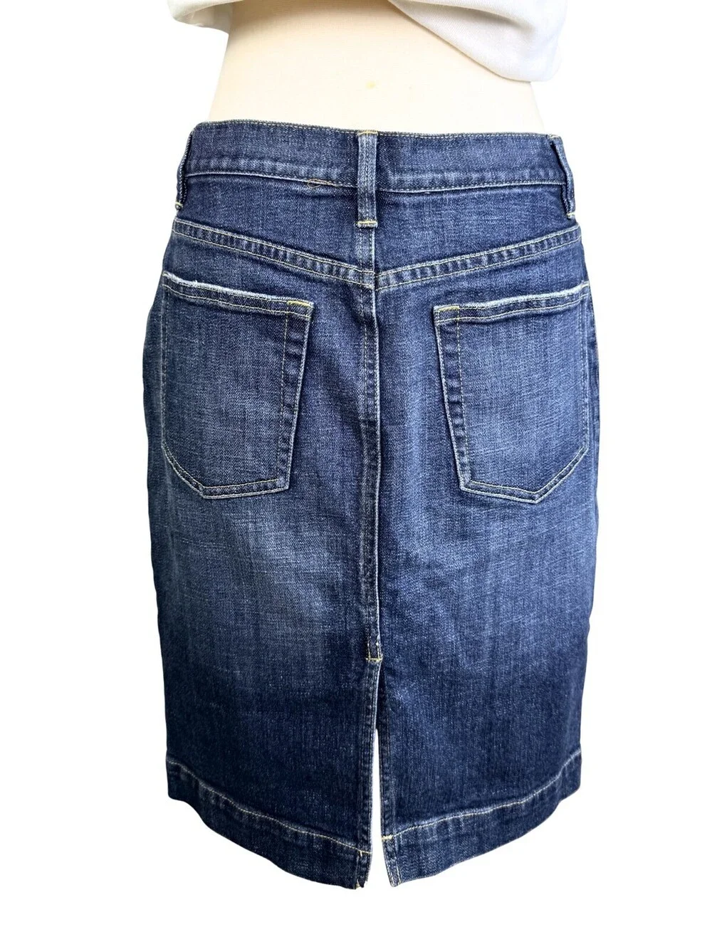 Vintage J.Crew Dark Wash Denim Midi Skirt Size 29